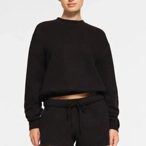 SKIMS Cotton Fleece Crewneck Pullover Womens Large Onyx Sweatshirt Sweater NEW